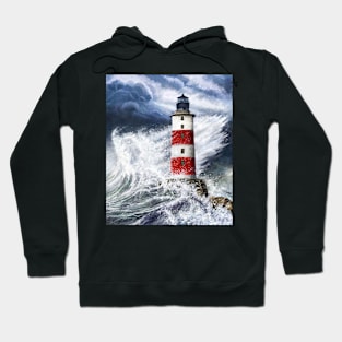 Lighthouse on a rock during a storm Hoodie